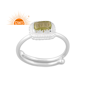 Newly Design Fine Sterling Silver Natural Peridot Gemstone <b>Adjustable</b> <b>Ring</b> Jewelry Manufacturer - Product Image 1