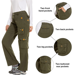 Pantalon cargo taille haute personnalisé pour femmes avec coupe réglable Pantalon à poches multiples de style baggy pour l'extérieur et vêtements décontractés - Product Image 4