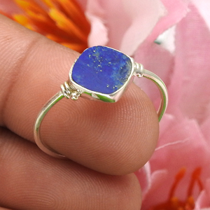 New Arrival Luxury Design 925 Sterling Silver Natural <b>Lapis</b> <b>Lazuli</b> Gemstone Cushion Shape <b>Ring</b> for Birthdays Parties Jewelry - Product Image 4