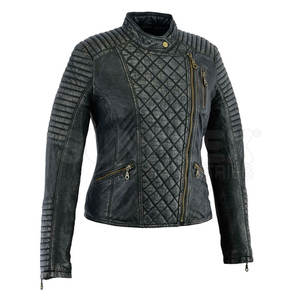 แจ็กเก็ตหนังคอตั้งสำหรับผู้หญิง, แจ็กเก็ตหนังไซส์ใหญ่พิเศษสำหรับใส่กลางแจ้ง - Product Image 2