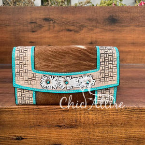 Venta al por mayor de fábrica nueva moda de lujo cuero mecanizado a mano RFID tarjetero carteras para mujer cuero de vaca genuino bolso de mano - Product Image 1