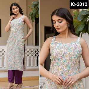 Kurtis fantaisie indiens sans manches pour un usage décontracté et quotidien Collections fantaisie longues Kurtis avec grande taille disponible pour les femmes - Product Image 5