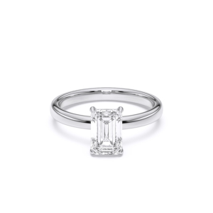 1.76 carats E-F/VVS-VS émeraude forme Moissanite bague de fiançailles diamant Prong Set Solitaire en platine pour femme - Product Image 1
