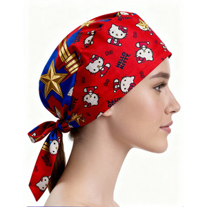 Gorros Médicos Unisex Personalizados con Estampado de Dibujos Animados, Gorros de Algodón para Enfermeras con Botón, Gorros de Veterinario para Dentistas y Enfermeras, Uniformes de Hospital - Product Image 3