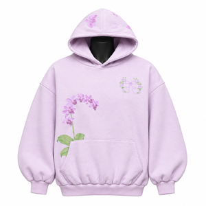 Sudadera con capucha extragrande informal con estampado floral de lavanda para mujer - Product Image 1