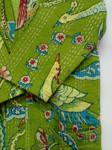 100% coton été Kantha couette Robe de chambre main bloc imprimé plage Kimono Robe de bain Style décontracté hiver veste Robe - Product Image 5