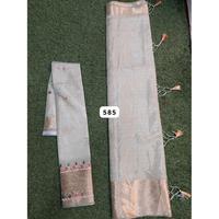 Sari en soie légère de qualité export, imprimé pailleté en relief, bordure simple, longueur ras du sol, lavable, séchage rapide, pour fêtes et occasions décontractées