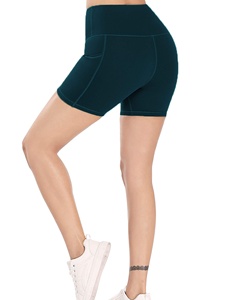 Shorts de sport et de yoga pour femmes sur mesure en polyester/spandex à taille haute, séchage rapide, logo personnalisé, coupe confortable, ourlet inférieur - Product Image 4