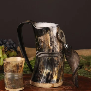 TÍTULOS NORSE HECHO A MANO CUERNO DE BÚFALO VIKING BEBER Cuerno Taza Nuevo diseño para cerveza y café Taza de cuerno para beber natural - Product Image 5