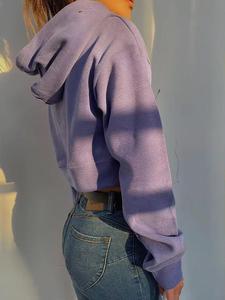 Sudadera corta con capucha personalizada para mujer, sudaderas y sudaderas informales para mujer, Sudadera con capucha recortada de gran tamaño para mujer - Product Image 3