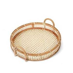 Bandeja de madera de ratán con forma redonda, artículo de vajilla para el hogar, Hotel, cocina, servicio de té y café, gran oferta, nuevo diseño - Product Image 1