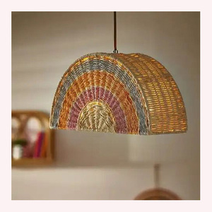 โคมไฟระย้าทอจากธรรมชาติทำด้วยมือที่หรูหราและร่มเงาจากหญ้าทะเลพร้อมสำเนียงหวายสำหรับการใช้ชีวิตในบรรยากาศ - Product Image 5