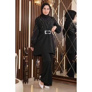 แบล็คเพิร์ล MSW19116-3 ชุดเสื้อมิดิคอกลมลำลอง 2 ชิ้นพร้อมผ้าโพลีเอสเตอร์ 100% - Product Image 4