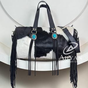 Bolsa de Viaje de Piel Vacuna para Exteriores, Fabricada al por Mayor, para Gimnasio, Unisex, Resistente, de Gran Capacidad, con Correa para Carro - Product Image 1