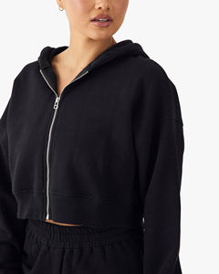 Conjunto de dos piezas de último diseño, Chaqueta corta con cremallera y pantalones cortos, ropa informal de verano para mujer transpirable de alta calidad de talla grande 100% de algodón - Product Image 5