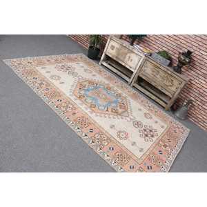 Vintage Turkish Rug 5.3x8.3 ft, <b>Brown</b> Floral <b>Wool</b> Rug - Product Image 4