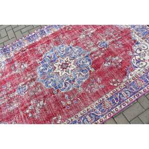 Turkish 5x8.2 ft Rug, Large Vintage Rug, <b>Red</b> Patchwork <b>Wool</b> Rug - Product Image 5