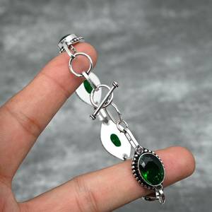 Pulsera de Diopsido Cromado, Plata de Ley 925, Pulsera de Piedras Preciosas Hecha a Mano, Joyería, Regalo de Navidad para Ella, Mujeres - Product Image 2