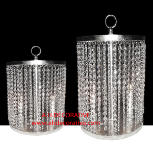 Lustre de finition en argent brillant, gouttes de cristal décorées sur le dessus de la Table, à vendre au prix de gros - Product Image 4