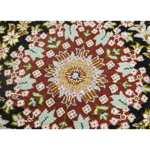 Gulmarg Classic Hand Knotted <b>Silk</b> Rugs <b>Red</b> & Orange Medallion Rectangle Design for Home Living Room or Bedroom Floor-PKPS-60 - Product Image 3