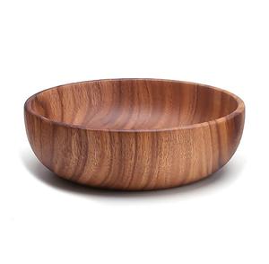 Vajilla de madera maciza, cuenco de madera, mesa decorativa para el hogar, comida, ensalada, cuenco de madera, logotipo personalizado, uso en la cocina del hogar - Product Image 3