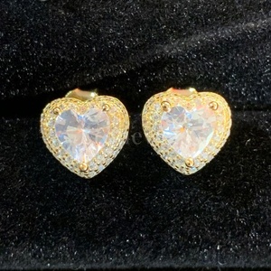 Pendientes de amor de lujo con Corazón Dorado, diseño de Halo adornado con circón, oro rosa blanco para bodas, aniversarios, fiestas - Product Image 3