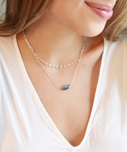 สร้อยคออัญมณีโบฮีเมียนเงินสเตอร์ลิง925จี้หินลาบราดอไรต์ทำด้วยมือสำหรับเป็นของขวัญแต่งงาน - Product Image 2