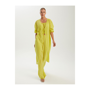 Kimono long en coton à manches longues avec col carré pour tenue décontractée - Product Image 5