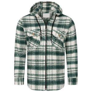 Camisas de franela a cuadros con doble bolsillo para hombre de gran tamaño personalizadas de algodón de poliéster pesado de manga larga Premium para hombre - Product Image 4