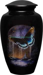 Urnes funéraires Butterfy en métal noir bleu pour cendres humaines Urnes de crémation commémoratives pour adultes Urnes funéraires Fournitures - Product Image 2
