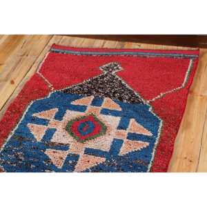 Vintage Turkish Rug 2.6x9.9 ft (80x302 cm), Herki <b>Red</b> <b>Wool</b> Rug - Product Image 5