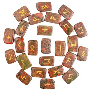 Ensemble de Rune Unakite rectangulaire poli-Pierres de cristal spirituelles pour débutants et experts-Ensemble de Rune de cristal Unakite en gros - Product Image 2