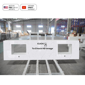 Losa de Cuarzo Fabricada NV722 Carrara con Vetas Finas, para Residencias, Villas, Ingeniería, Fabricación, Losa Superior de Piedra de Cuarzo - Product Image 4