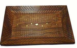 Bandeja de servicio de madera decorativa hecha a mano para regalo Bandeja de servicio de madera pulida para acabado de superficie lisa Madera de mango rústico - Product Image 3