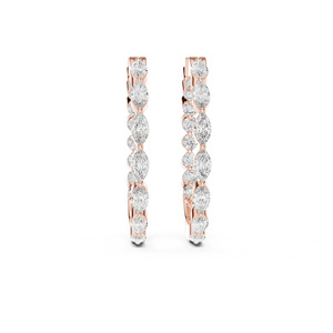 Boucles d'oreilles élégantes en diamant 14K jaune cultivé en laboratoire Marquise et bijoux ronds pour femmes pour les fêtes et les cadeaux - Product Image 3