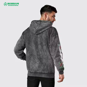 Sweat à capuche de haute qualité 100% coton lavé à l'acide Streetwear pull de lavage sweat à capuche vintage lavé à la pierre avec logo sérigraphié - Product Image 3