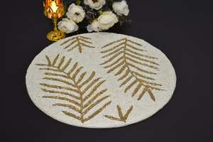 Economically Priced Round <b>Beaded</b> <b>Placemats</b> Handmade Floral Artisan Festive Table Setting Decor for Home Dining & Wedding Parties - Product Image 3