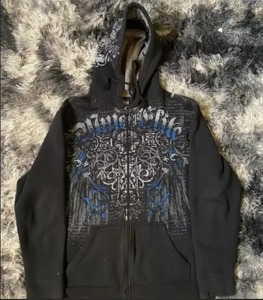 เสื้อมีฮู้ดพิมพ์ลายแมงมุมสำหรับผู้ชายซิปฮิปฮอป Y2k ออกแบบได้ตามต้องการ - Product Image 1