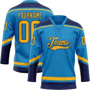 Camiseta de hockey sobre hielo al por mayor para hombres y mujeres jóvenes sublimación personalizada nombre del equipo número y logotipo Camiseta deportiva mixta con cordones - Product Image 4