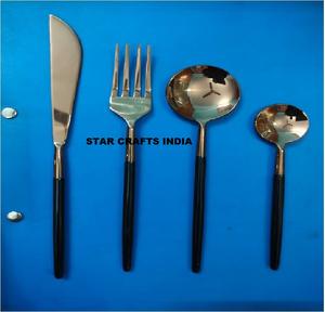 Ensembles de couverts décoratifs en métal avec des conceptions complexes pour des dîners à thème Minimaliste moderne Passe au lave-vaisselle - Product Image 2