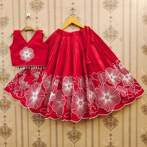 Excellent Quality Kids Lehenga Choli Festive Wear Stylish Embroidery <b>Sequined</b> Blouse <b>Flared</b> Skirt Birthday Bulk Quantity - Product Image 4