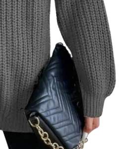 Pull en tricot à col roulé gris personnalisé pour femmes, hiver, chaud, doux, côtelé, manches longues, décontracté, ample, haut tendance - Product Image 6