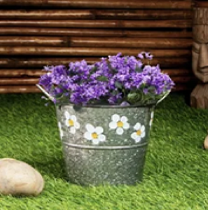 Grande jardinière côtelée en métal galvanisé pour arbustes et plantes de jardin décoratives, disponible au prix de gros. - Product Image 2