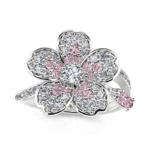 Bague de mode Jeulia Capture Beauty en argent sterling avec motif floral de fleurs de cerisier - Product Image 1