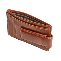Dompet kulit asli perak Solid uniseks, dompet kulit asli portabel, mode penutup ritsleting, klip uang organik, saku kartu untuk sibuk setiap hari