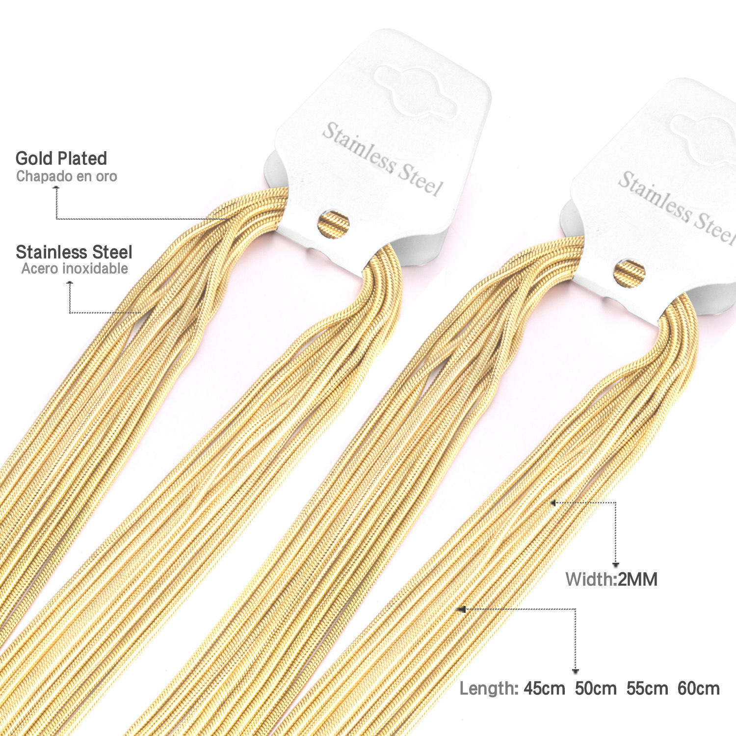 NC2035-2mm Round Snake Chain