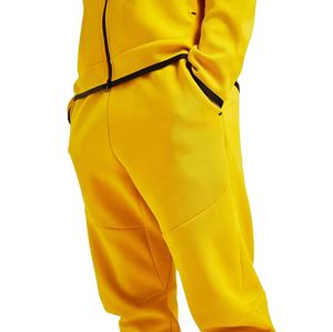 Survêtement de sport respirant pour homme en molleton technique de coton avec fermeture éclair intégrale, capuche, rayures et pantalon de jogging, jaune et noir 2026 - Product Image 4