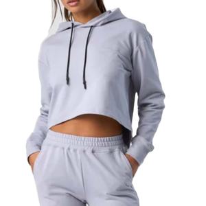 2025 ropa de calle de alta calidad jersey de alta calidad gimnasio entrenamiento correr entrenamiento pulóver Color sólido mujeres Crop Top sudaderas con capucha - Product Image 6