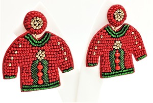 Pendientes de Navidad geométricos bonitos de moda, casa de dulces, camión, árbol de Navidad, bola, muñeco de nieve, colgante, perlas, aniversario - Product Image 6