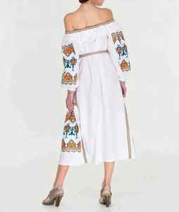 Vestido largo de hombro al aire bordado para mujer, traje largo ajustado con Concha, para trabajo a mano - Product Image 2